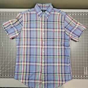 Polo Ralph Lauren Shirt Medium Madras Plaid Preppy Academia 90s Casual Classic